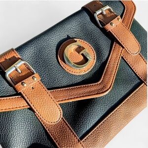 Guess Black and Tan Leather Handbag